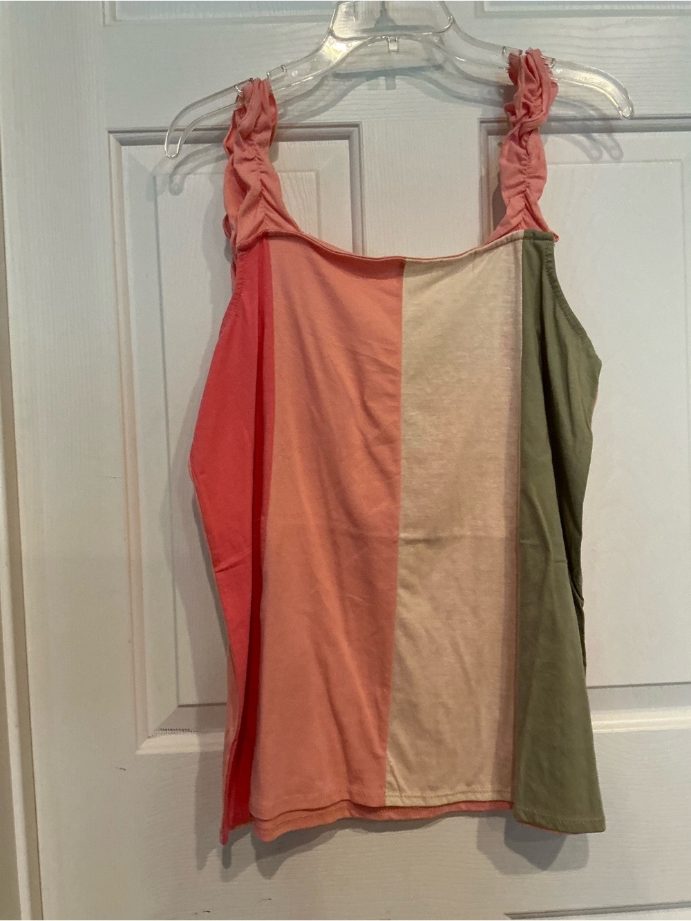 BiBi Multicolor Striped Tank Top in Coral, Peach, Cream & Olive